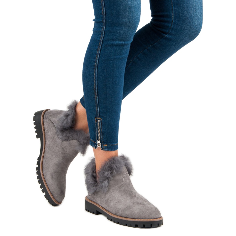 Forever Folie Stivaletti slip-on in camoscio grigio 2
