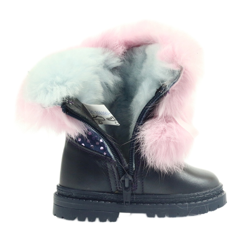 Bartek Stivali in pelle da bambina con pelliccia 216390-013 blu 5