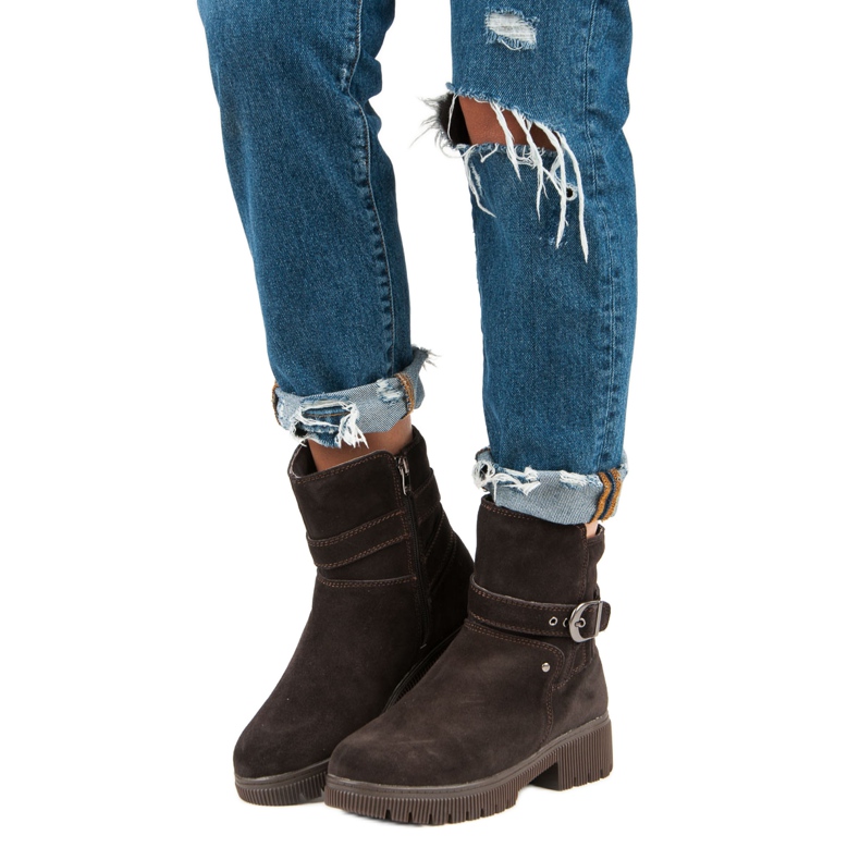 Stivali di pelle caldi marrone 1