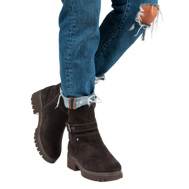 Stivali di pelle caldi marrone 2