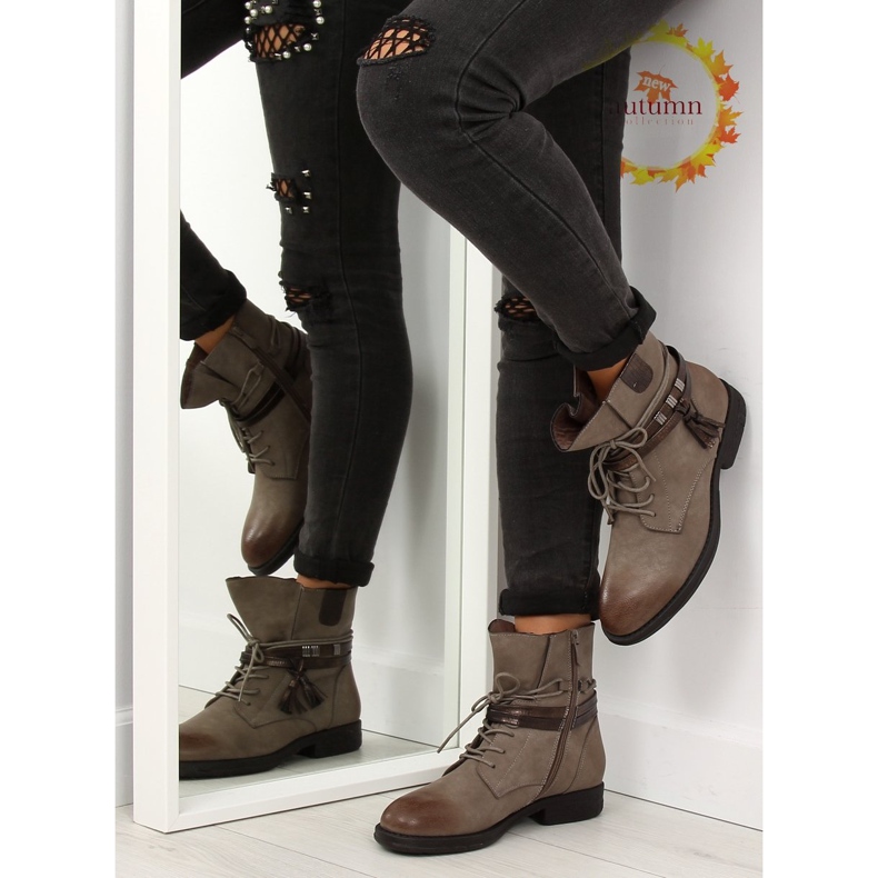 Stivali da donna beige e marrone BH52-KB kaki 1
