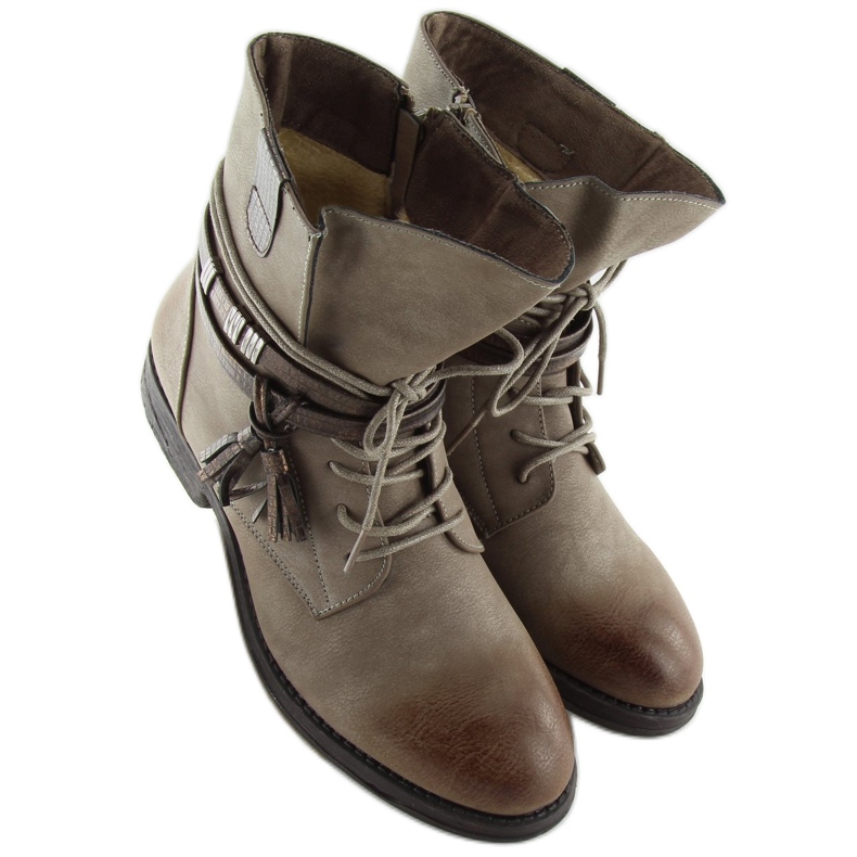 Stivali da donna beige e marrone BH52-KB kaki 2