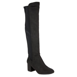 Super Me Stivali con tacco alto in camoscio nero 1