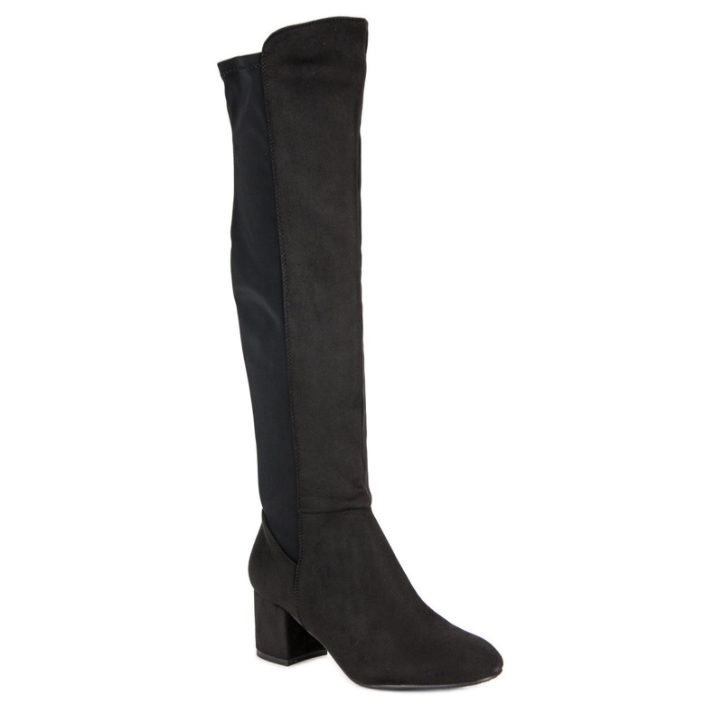 Super Me Stivali con tacco alto in camoscio nero 1