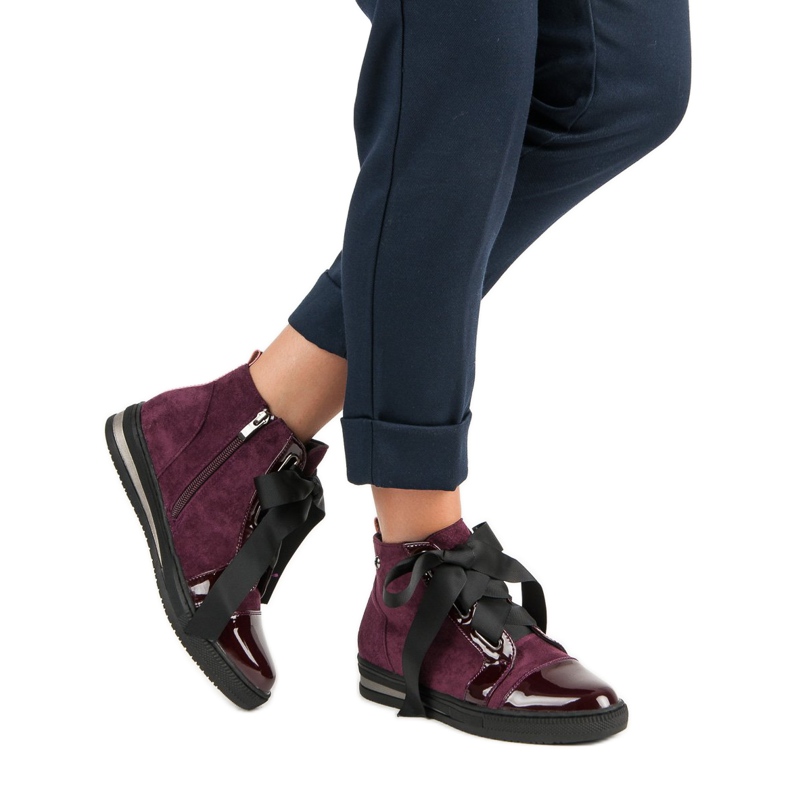Filippo Sneakers alla moda sopra la caviglia viola rosso 2