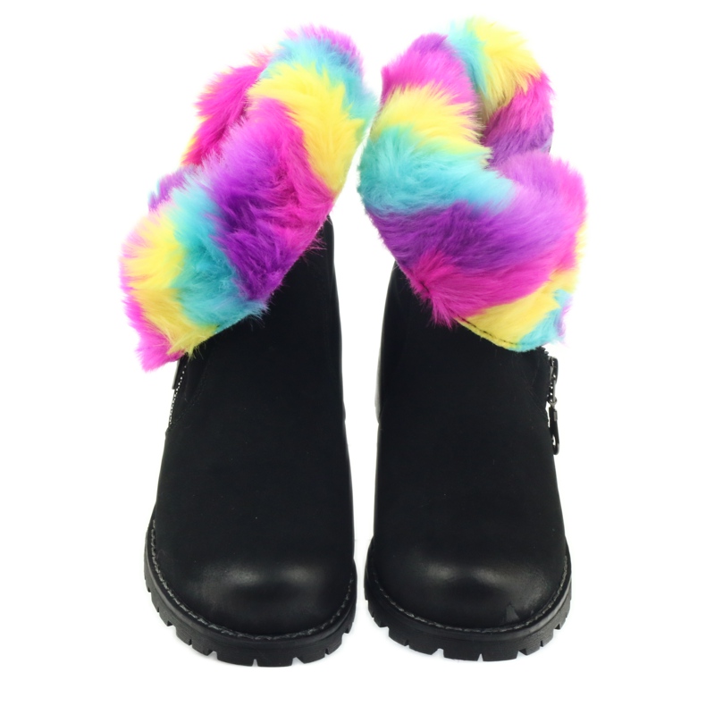 Sergio Leone Stivali con pelliccia colorata con cerniera nero multicolore 5