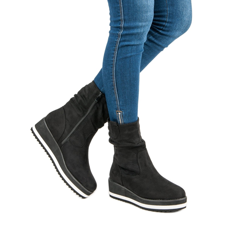 Primavera Stivali neri con zeppa nero 2