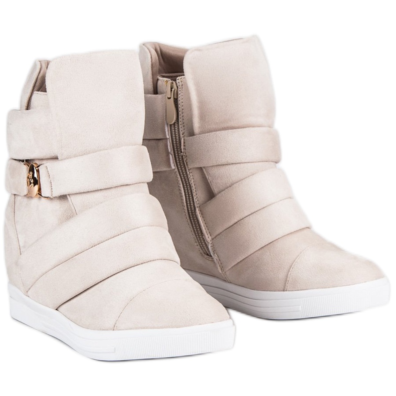 Sneakers con zeppa beige 1