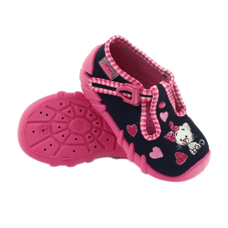 Scarpe per bambini Befado pantofole 110p330 blu navy rosa 3