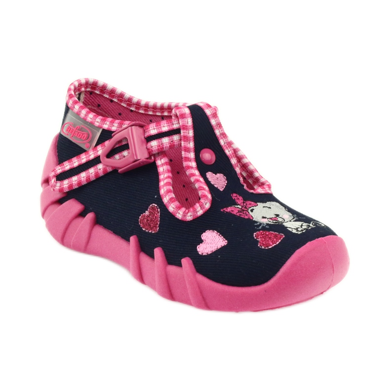 Scarpe per bambini Befado pantofole 110p330 blu navy rosa 1