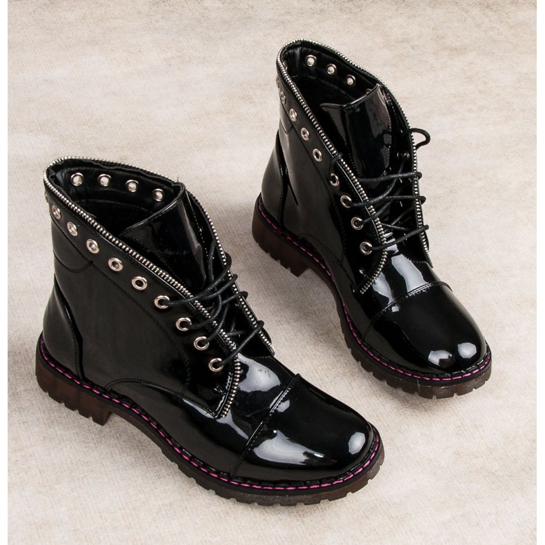 Lucky Shoes Lavoratori verniciati nero 2