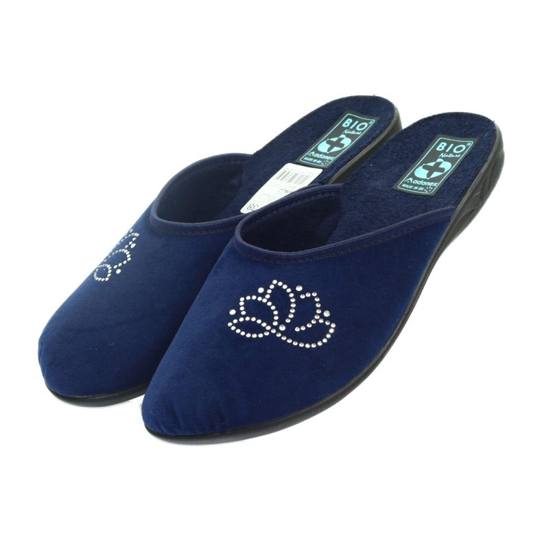 Pantofole velour paillettes Adanex blu navy 3