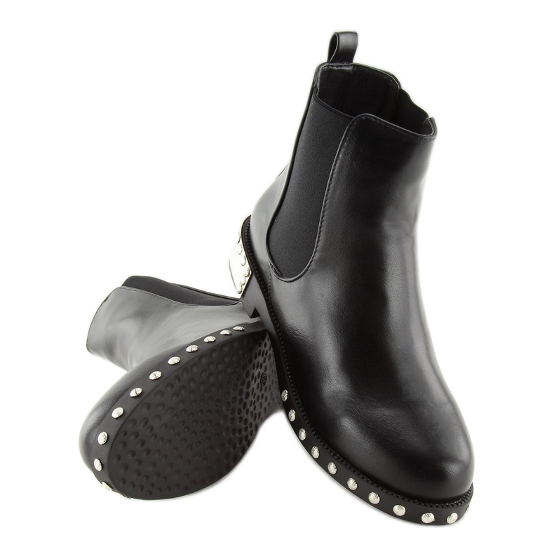 Nero LY91 Stivaletti Chelsea neri con borchie 1