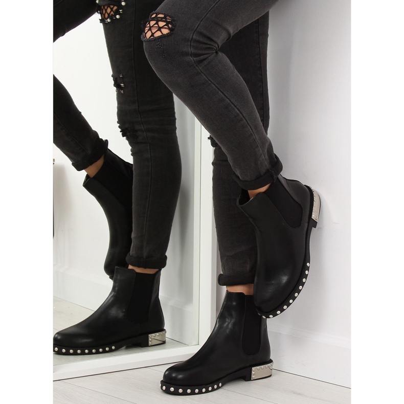 Nero LY91 Stivaletti Chelsea neri con borchie 2