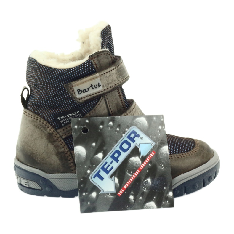Stivali in pelle con stivali a membrana Bartuś beige blu navy 5