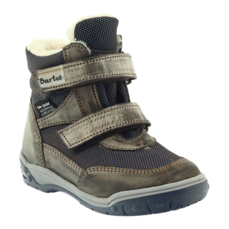 Stivali in pelle con stivali a membrana Bartuś beige blu navy 1