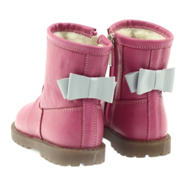 Bartuś Stivali per bambini in pelle con un fiocco rosa 317 grigio 5