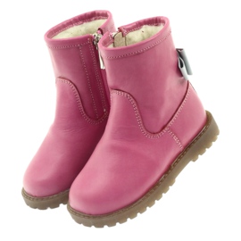 Bartuś Stivali per bambini in pelle con un fiocco rosa 317 grigio 3