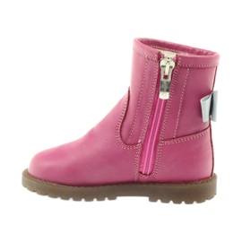 Bartuś Stivali per bambini in pelle con un fiocco rosa 317 grigio 2
