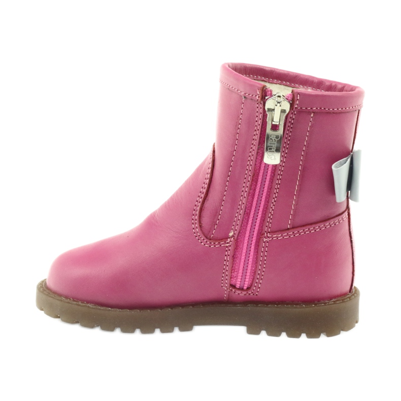 Bartuś Stivali per bambini in pelle con un fiocco rosa 317 grigio 2