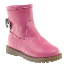 Bartuś Stivali per bambini in pelle con un fiocco rosa 317 grigio 1
