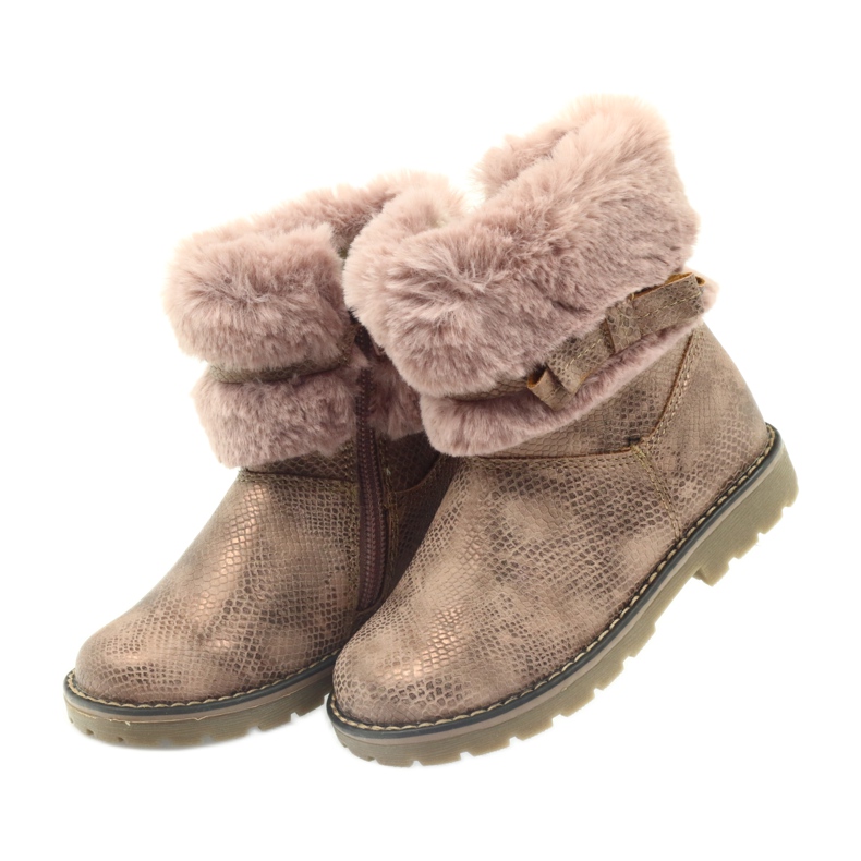 American Club Stivali americani stivali invernali con pelliccia17042 marrone giallo rosa 3