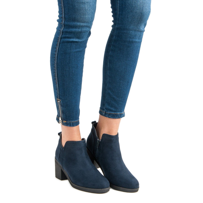 Ideal Shoes Stivali con tacco alto blu 1