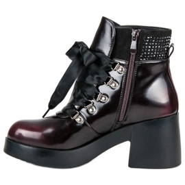 Super Me Stivali alla moda con tacco alto rosso 1