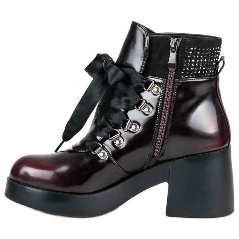 Super Me Stivali alla moda con tacco alto rosso 1