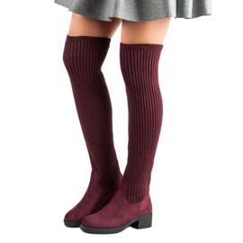 Ideal Shoes Stivali bordeaux aderenti rosso 2