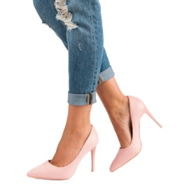 Tacchi in pelle scamosciata rosa 1