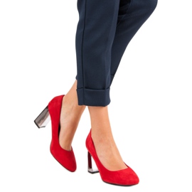 Décolleté rosse in camoscio rosso 2