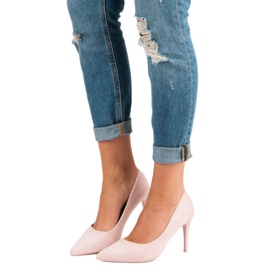 Tacchi in pelle scamosciata rosa 1