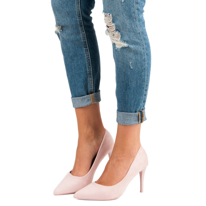 Tacchi in pelle scamosciata rosa 1