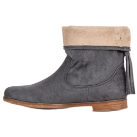 Weide Stivaletti boho in pelle scamosciata grigio 1