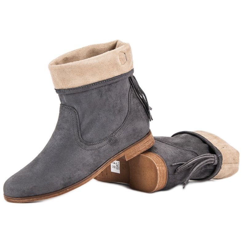 Weide Stivaletti boho in pelle scamosciata grigio 2