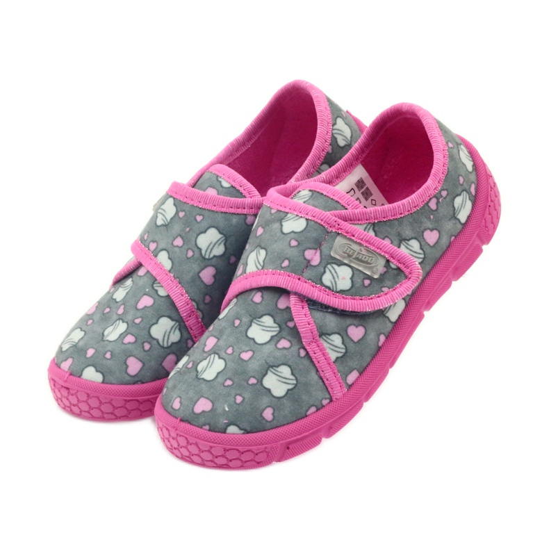 Scarpe per bambini Befado 557X041 pantofole grigio rosa 3