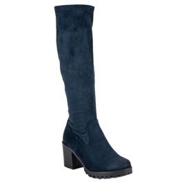 Stivali con tacco alto in pelle scamosciata di VINCEZA multicolore blu 1