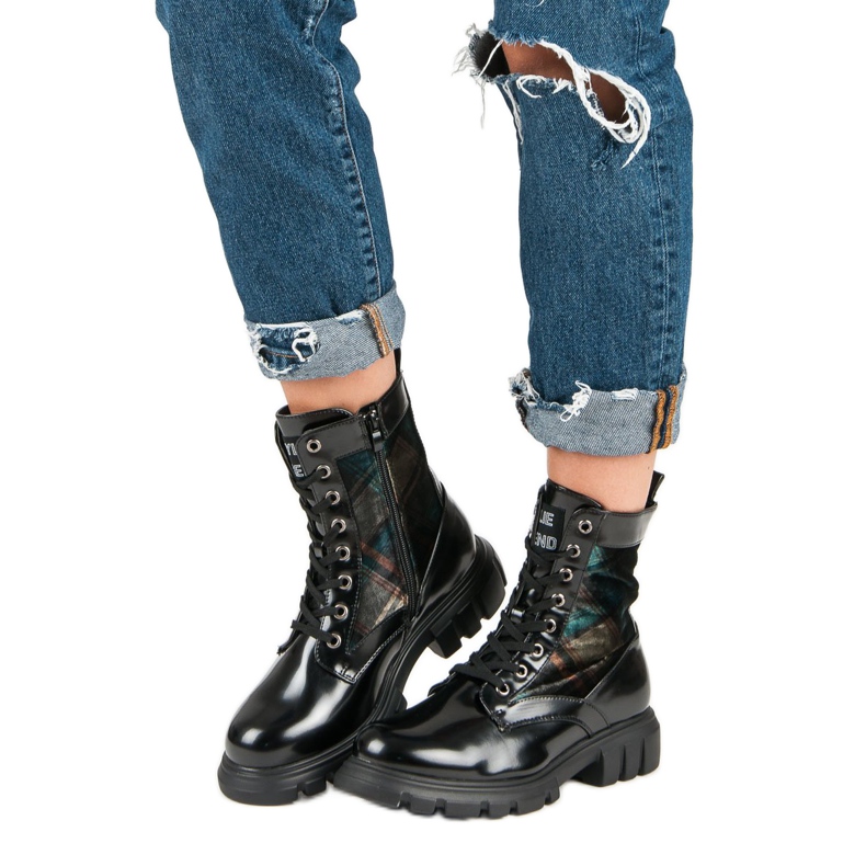 Kylie Stivali a quadri nero 2