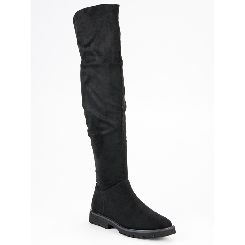 Kylie Stivali con tacco piatto nero 2