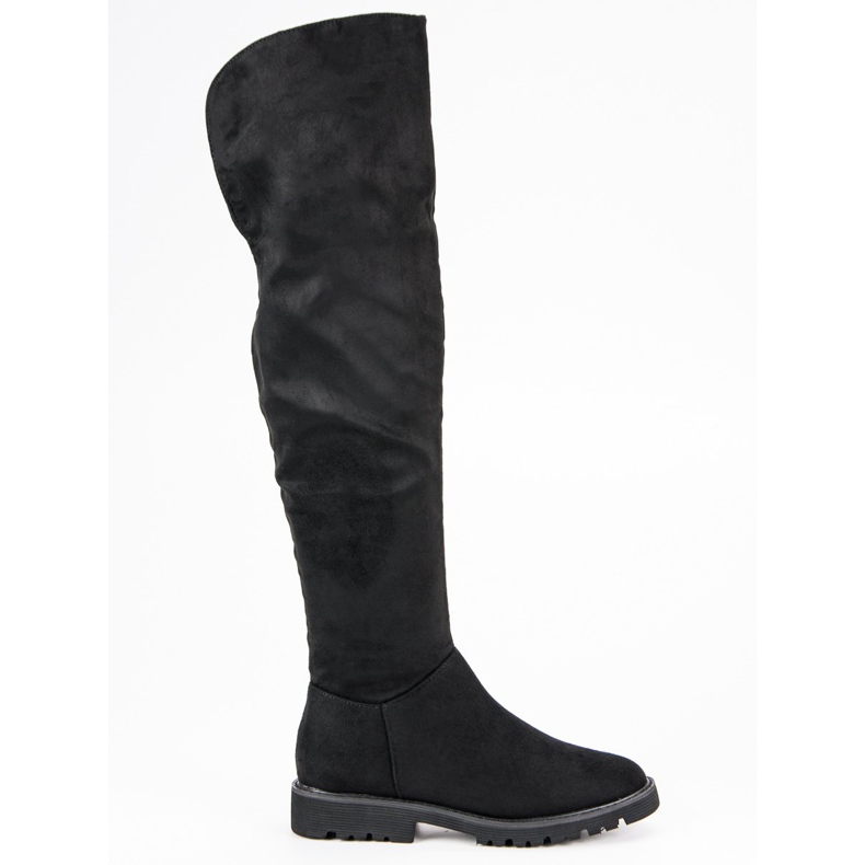 Kylie Stivali con tacco piatto nero 1