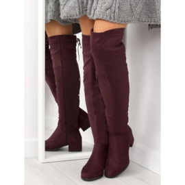 Stivali sopra il ginocchio BH129-HB Bordeaux vino multicolore rosso 1