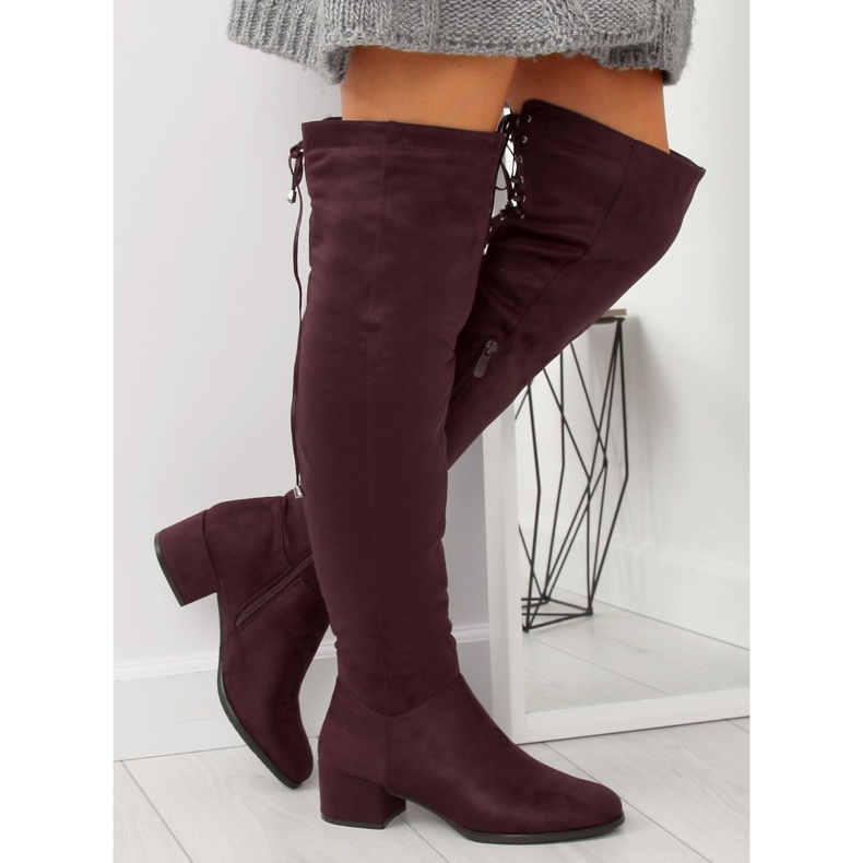 Stivali sopra il ginocchio BH129-HB Bordeaux vino multicolore rosso 2