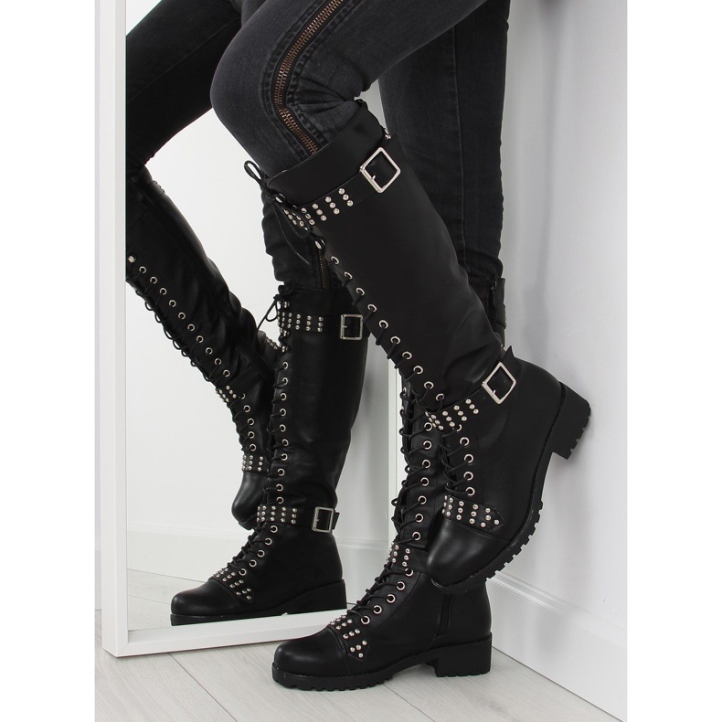 Stivali da equitazione con borchie nero PE116 nero 2