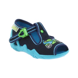 Pantofole per scarpe per bambini Befado 217p095 blu verde blu navy 1