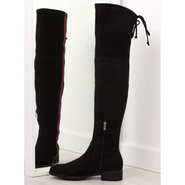 Stivali sopra il ginocchio con striscia nera HFN-0296-2 Nero 1