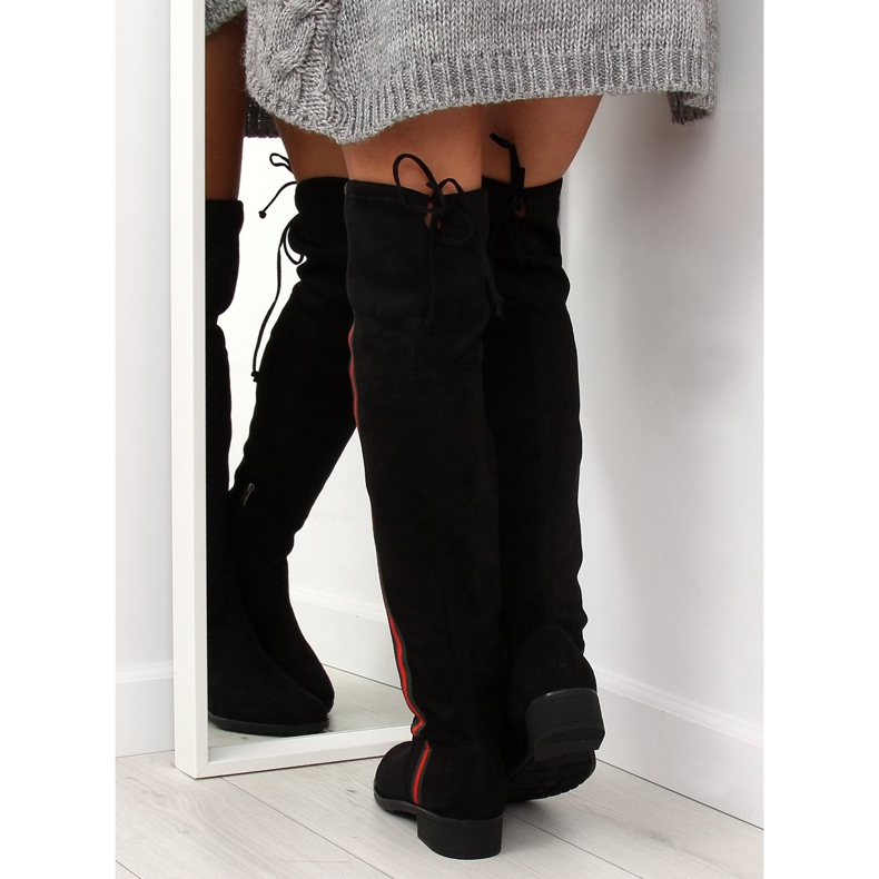 Stivali sopra il ginocchio con striscia nera HFN-0296-2 Nero 2