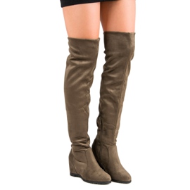 Super Me Stivali con zeppa alta verde 2