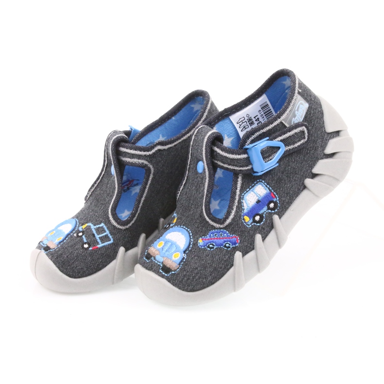 Pantofole per bambini grigie Befado 110P341 blu grigio 3