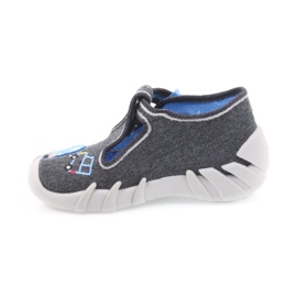 Pantofole per bambini grigie Befado 110P341 blu grigio 2